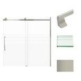 thumbnail image 1 of Transolid MBDT606008FL-J-BS Madeline 60"x60" Frameless Sliding Barn Shower Door with Fixed Panel Featuring EXCLUSIVE TruMotion Technology in Brushed Stainless with Frosted Glass and Justin Handles, 1 of 5