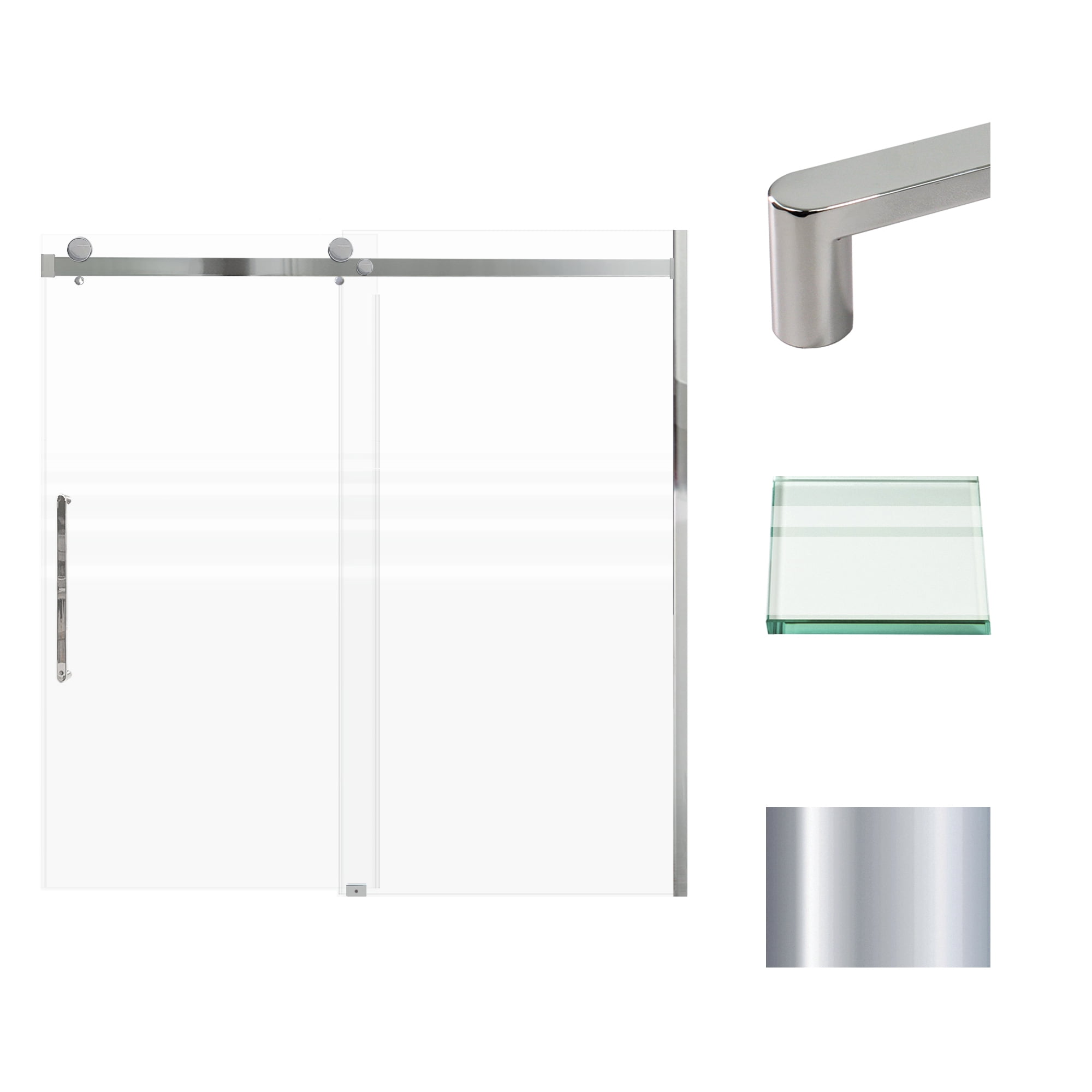 60" x 60" Frameless Clear Glass Shower Door with Chrome Finish