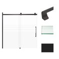 thumbnail image 1 of Transolid MBDT606008FR-J-MB Madeline 60"x60" Frameless Sliding Barn Shower Door with Fixed Panel Featuring EXCLUSIVE TruMotion Technology in Matte Black with Frosted Glass and Justin Handles, 1 of 5