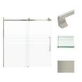 thumbnail image 1 of Transolid MBDT606008FR-J-BS Madeline 60"x60" Frameless Sliding Barn Shower Door with Fixed Panel Featuring EXCLUSIVE TruMotion Technology in Brushed Stainless with Frosted Glass and Justin Handles, 1 of 5