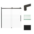 thumbnail image 1 of Transolid MBDT606008FR-R-MB Madeline 60 in. W x 60 in. H Frameless Sliding Barn Shower Door with Fixed Panel in Matte Black with Frosted Glass and Riley Handles, 1 of 5