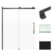 thumbnail image 1 of Transolid MBDT607608FR-J-MB Madeline 60"x76" Frameless Sliding Barn Shower Door with Fixed Panel Featuring EXCLUSIVE TruMotion Technology in Matte Black with Frosted Glass and Justin Handles, 1 of 5