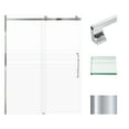 thumbnail image 1 of Transolid MBDT607608FR-J-PC Madeline 60"x76" Frameless Sliding Barn Shower Door with Fixed Panel Featuring EXCLUSIVE TruMotion Technology in Polished Chrome with Frosted Glass and Justin Handles, 1 of 5