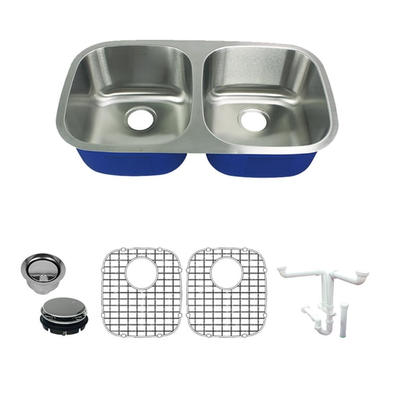 Transolid K-Mude32189 Meridian 32-1/2" Undermount Double Basin Stainless Steel Kitchen