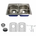 thumbnail image 1 of Transolid Meridian 33'' L x 22'' W Double Basin Drop-In Kitchen Sink with Sink Grid and Drain Assembly, 1 of 5