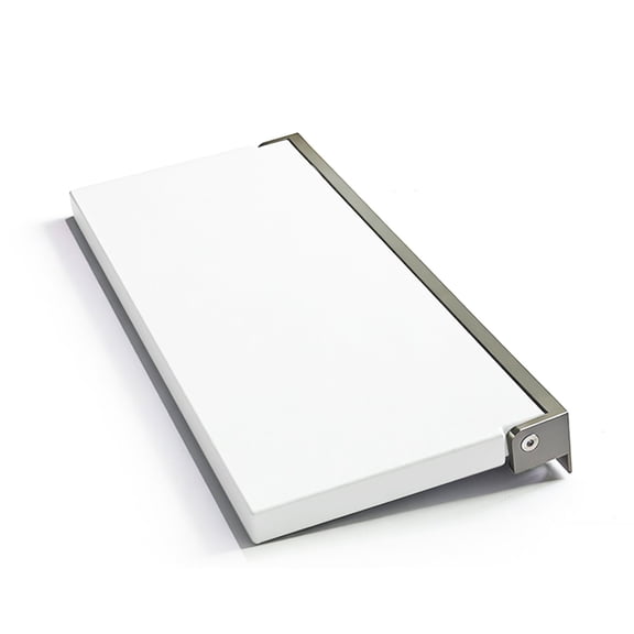 Transolid Preston Flip-Up Fold-Down Wall-Mount ADA Compliant Padded Shower Seat, 34 in. W x 15 in. D, White and Brushed Stainless, PPS1534UP-01BS