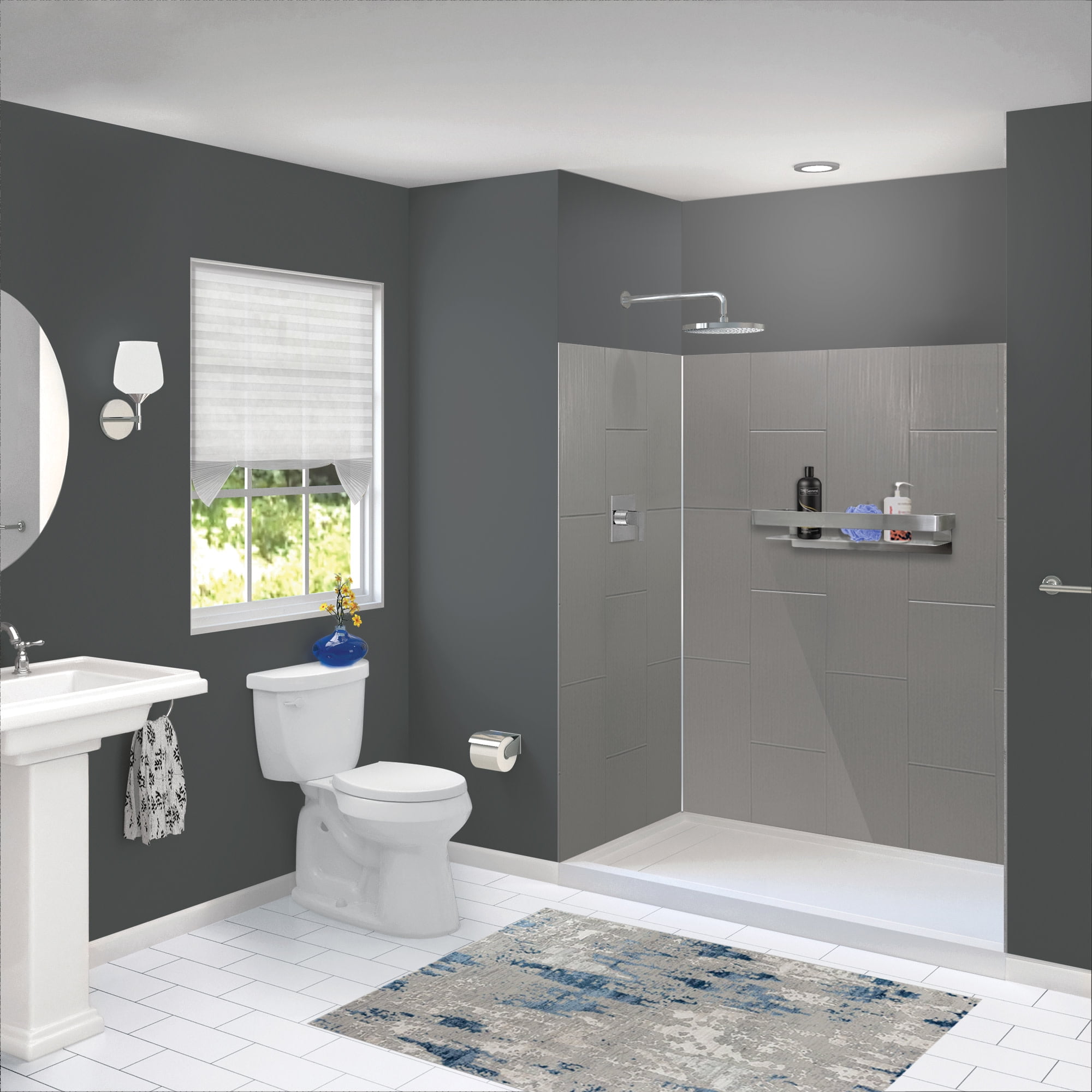 Prodigy 72" High Dark Grey Vertical Tile Shower Wall Kit