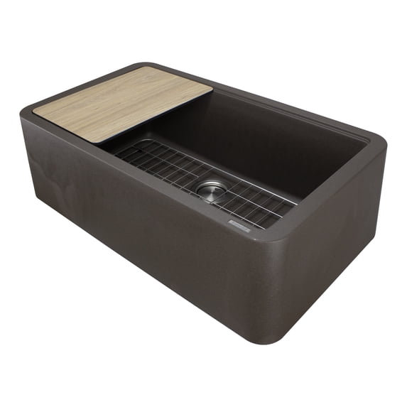 Transolid RUSSF3319-12 SilQgranite Farmhouse Kitchen Sink in Espresso