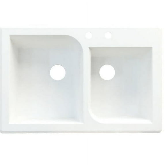 Transolid Radius 33in x 22in silQ Granite Drop-in Double Bowl Kitchen Sink with 2 AB Faucet Holes, In Espresso