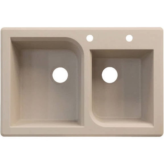 Transolid Radius 33in x 22in silQ Granite Drop-in Double Bowl Kitchen Sink with 2 AC Faucet Holes, In Cafe Latte