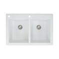 thumbnail image 1 of Transolid Radius 33in x 22in silQ Granite Drop-in Double Bowl Kitchen Sink with 2 CA Faucet Holes, In White, 1 of 4