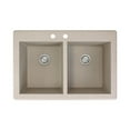thumbnail image 1 of Transolid Radius 33in x 22in silQ Granite Drop-in Double Bowl Kitchen Sink with 2 CB Faucet Holes, In Cafe Latte, 1 of 4