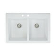 thumbnail image 1 of Transolid Radius 33in x 22in silQ Granite Drop-in Double Bowl Kitchen Sink with 2 CB Faucet Holes, In White, 1 of 4