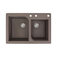 thumbnail image 1 of Transolid Radius 33in x 22in silQ Granite Drop-in Double Bowl Kitchen Sink with 3 ABD Faucet Holes, In Espresso, 1 of 4