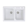 thumbnail image 1 of Transolid Radius 33in x 22in silQ Granite Drop-in Double Bowl Kitchen Sink with 3 ACD Faucet Holes, In White, 1 of 4