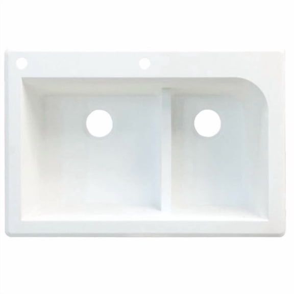 Transolid Radius 33in x 22in silQ Granite Drop-in Double Bowl Kitchen Sink with 3 CAB Faucet Holes, In Black