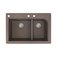 thumbnail image 1 of Transolid Radius 33in x 22in silQ Granite Drop-in Double Bowl Kitchen Sink with 3 CAD Faucet Holes, In Espresso, 1 of 4