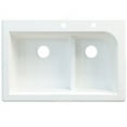 thumbnail image 1 of Transolid Radius 33in x 22in silQ Granite Drop-in Double Bowl Kitchen Sink with 3 CAF Faucet Holes, In White, 1 of 4