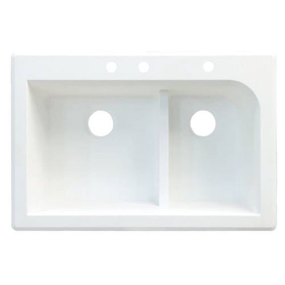 Transolid Radius 33in x 22in silQ Granite Drop-in Double Bowl Kitchen Sink with 3 CBE Faucet Holes, In Espresso