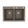 thumbnail image 1 of Transolid Radius 33in x 22in silQ Granite Drop-in Double Bowl Kitchen Sink with 3 CDE Faucet Holes, In Espresso, 1 of 4