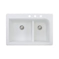 thumbnail image 1 of Transolid Radius 33in x 22in silQ Granite Drop-in Double Bowl Kitchen Sink with 3 CDE Faucet Holes, In White, 1 of 4