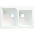 thumbnail image 1 of Transolid Radius 33in x 22in silQ Granite Drop-in Double Bowl Kitchen Sink with 4 ABCD Faucet Holes, In White, 1 of 4