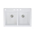 thumbnail image 1 of Transolid Radius 33in x 22in silQ Granite Drop-in Double Bowl Kitchen Sink with 4 CABD Faucet Holes, In White, 1 of 4