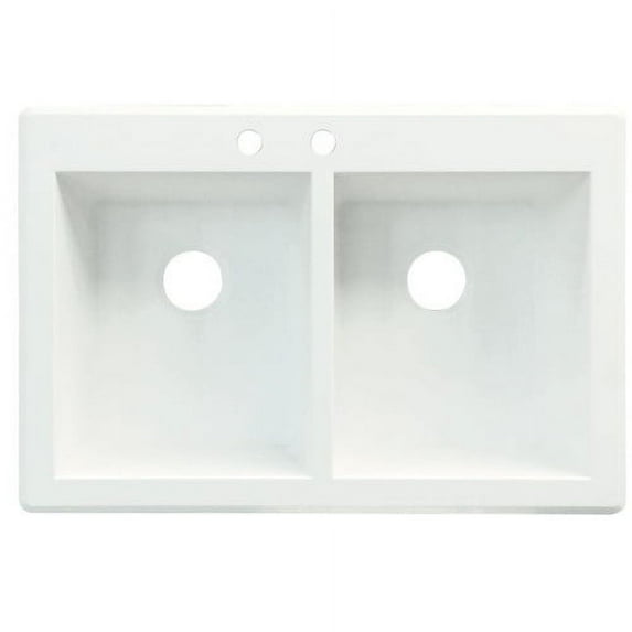 Transolid Radius 33in x 22in silQ Granite Drop-in Double Bowl Kitchen Sink with 4 CABE Faucet Holes, In Espresso