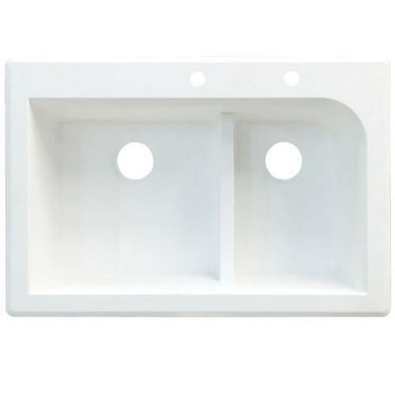 Transolid Radius 33in x 22in silQ Granite Drop-in Double Bowl Kitchen Sink with 4 CADE Faucet Holes, In Espresso