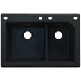 thumbnail image 1 of Transolid Radius 33in x 22in silQ Granite Drop-in Double Bowl Kitchen Sink with 4 CADF Faucet Holes, In Black, 1 of 4