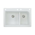 thumbnail image 1 of Transolid Radius 33in x 22in silQ Granite Drop-in Double Bowl Kitchen Sink with 4 CADF Faucet Holes, In White, 1 of 4