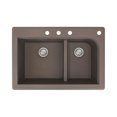 thumbnail image 1 of Transolid Radius 33in x 22in silQ Granite Drop-in Double Bowl Kitchen Sink with 4 CBDF Faucet Holes, In Espresso, 1 of 4
