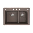 thumbnail image 1 of Transolid Radius 33in x 22in silQ Granite Drop-in Double Bowl Kitchen Sink with 5 CABDF Faucet Holes, In Espresso, 1 of 4
