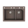 thumbnail image 1 of Transolid Radius 33in x 22in silQ Granite Drop-in Double Bowl Kitchen Sink with 5 CABEF Faucet Holes, In Espresso, 1 of 4