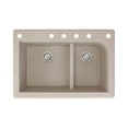 thumbnail image 1 of Transolid Radius 33in x 22in silQ Granite Drop-in Double Bowl Kitchen Sink with 6 CABDEF Faucet Holes, In Cafe Latte, 1 of 4