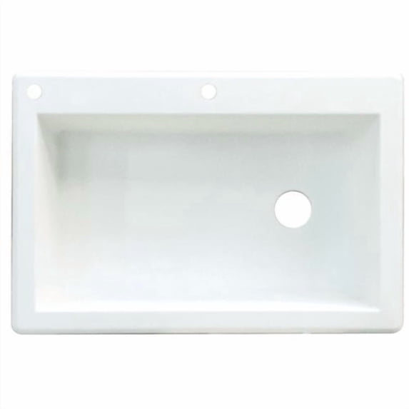 Transolid Radius 33in x 22in silQ Granite Drop-in Single Bowl Kitchen Sink with 2 CA Faucet Holes, In Cafe Latte