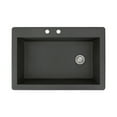 thumbnail image 1 of Transolid Radius 33in x 22in silQ Granite Drop-in Single Bowl Kitchen Sink with 2 CB Faucet Holes, In Black, 1 of 4