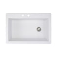 thumbnail image 1 of Transolid Radius 33in x 22in silQ Granite Drop-in Single Bowl Kitchen Sink with 2 CB Faucet Holes, In White, 1 of 4