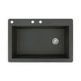 thumbnail image 1 of Transolid Radius 33in x 22in silQ Granite Drop-in Single Bowl Kitchen Sink with 3 CAB Faucet Holes, In Black, 1 of 4