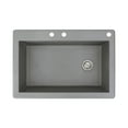 thumbnail image 1 of Transolid Radius 33in x 22in silQ Granite Drop-in Single Bowl Kitchen Sink with 3 CBE Faucet Holes, In Grey, 1 of 4