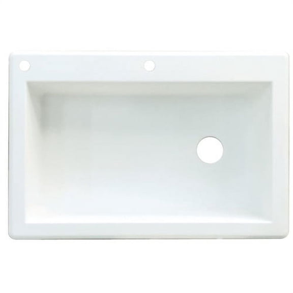 Transolid Radius 33in x 22in silQ Granite Drop-in Single Bowl Kitchen Sink with 4 CABD Faucet Holes, In Grey
