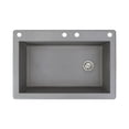 thumbnail image 1 of Transolid Radius 33in x 22in silQ Granite Drop-in Single Bowl Kitchen Sink with 4 CADE Faucet Holes, In Grey, 1 of 4