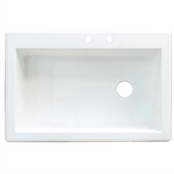 Transolid Radius 33in x 22in silQ Granite Drop-in Single Bowl Kitchen Sink with 4 CADE Faucet Holes, In White