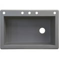 thumbnail image 1 of Transolid Radius 33in x 22in silQ Granite Drop-in Single Bowl Kitchen Sink with 5 CABDE Faucet Holes, In Grey, 1 of 4
