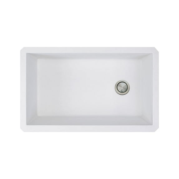 Transolid Radius Granite 31-inch Undermount Kitchen Sink White