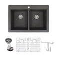 thumbnail image 1 of Transolid Radius Granite 33-in Drop-In Kitchen Sink Kit with Grids, Strainers and Drain Installation Kit in Black, 1 of 7