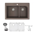 thumbnail image 1 of Transolid Radius Granite 33-in Drop-In Kitchen Sink Kit with Grids, Strainers and Drain Installation Kit in Espresso, 1 of 7