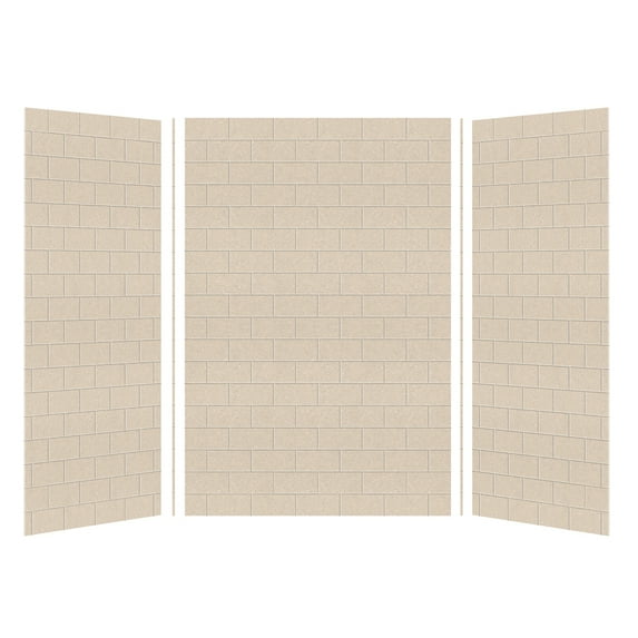 Transolid SWK483672-28 SaraMar 36-in X 48-in X 72-in Glue to Wall 3-Piece Shower Wall Kit, Cashew