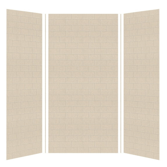 Transolid SWK483696-28 SaraMar 36-in X 48-in X 96-in Glue to Wall 3-Piece Shower Wall Kit, Cashew