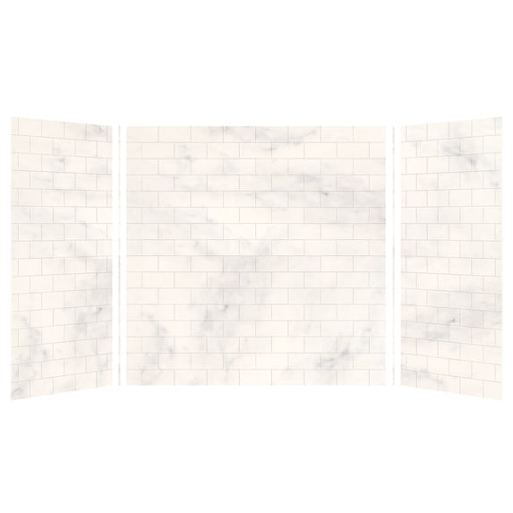 Transolid SWK603660-47 SaraMar 36-in X 60-in X 60-in Glue to Wall 3-Piece Tub Wall Kit, White Venito